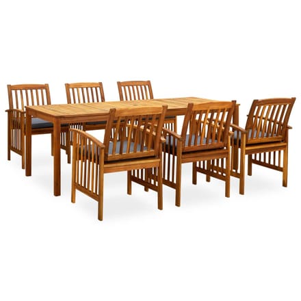 vidaXL - 7-delige - Tuinset - met - kussens - massief - acaciahout