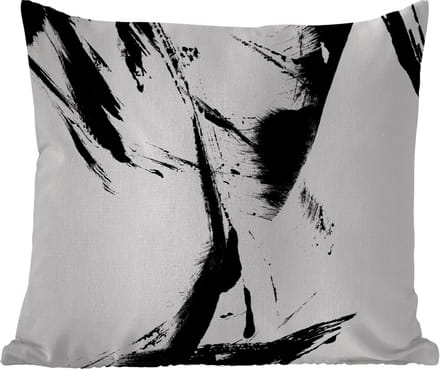 Sierkussen Buiten - Verf - Zwart - Abstract - 60x60 cm - Weerbestendig