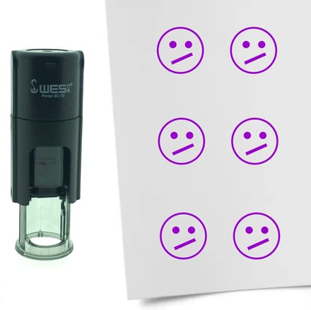 CombiCraft Stempel Smiley Weird 10mm rond - Paarse inkt