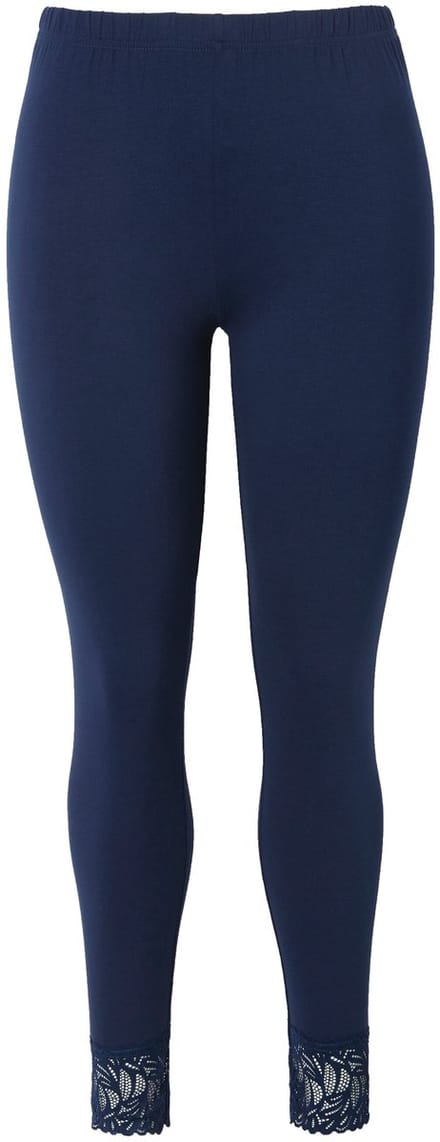 Ulla Popken - Dames - Legging kanten zoom - Nachtblauw - Maat 50+
