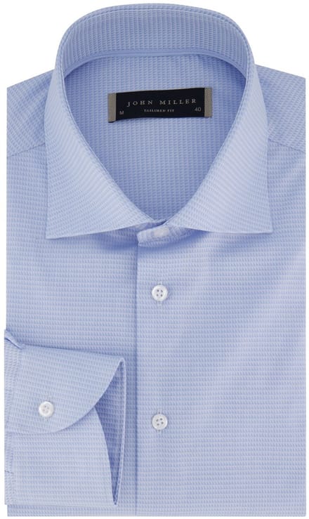 John Miller tailored fit overhemd lichtblauw effen