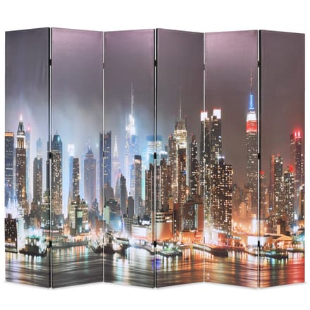 vidaXL - Kamerscherm - inklapbaar - New - York - bij - nacht - 228x170 - cm