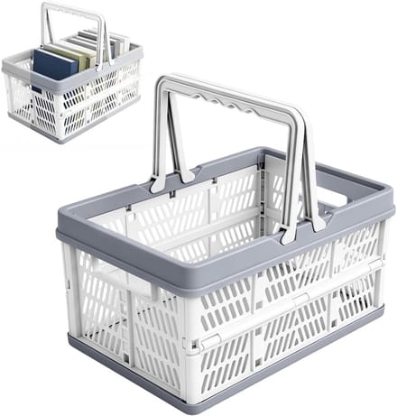 Opvouwbare Opbergbox - Klapmand Handvat - Ruimte Besparen - Compact Ontwerp - 30x20x16cm - Grijs