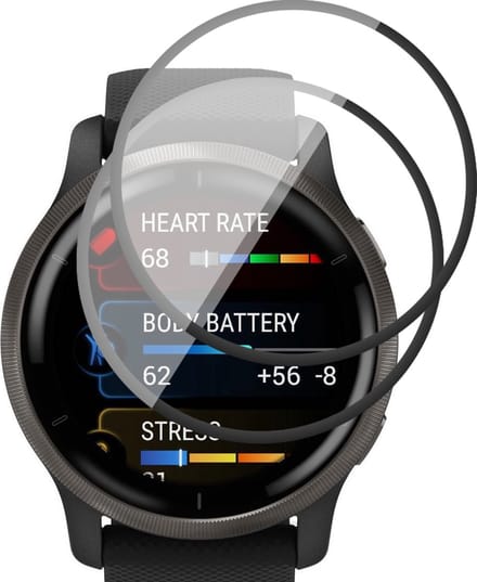 Screenprotector geschikt voor Garmin Venu 2 - PET Glasfolie Full Screen Protector - 2 Stuks