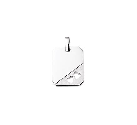 Zilver Gerhodineerde Graveerhanger gestanste hartjes 1329818