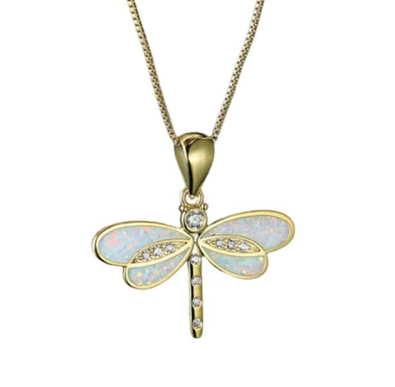 Bijoux by Ive - Ketting met hanger - Libelle - Parelmoer - Goudkleurig