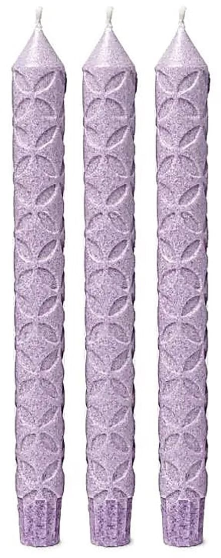 Dinerkaars Bloem des Levens motief stearine paars- 3 stuks - 23 cm x 2.2 cm