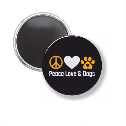 Button Met Magneet 58 MM - Peace Love & Dogs - NIET VOOR KLEDING
