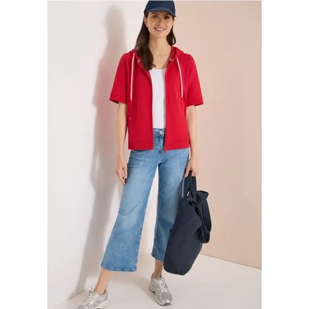 Sweaterjack met korte mouwen en capuchon