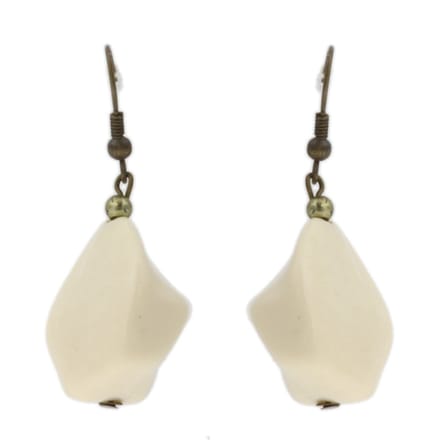 Behave - Oorhangers met witte steen - Bronskleur - Bohemian stijl
