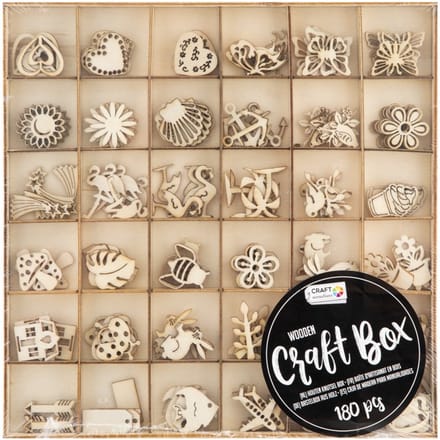 Craft Sensations houten figuurtjes knutselset 180 stuks multicolor.