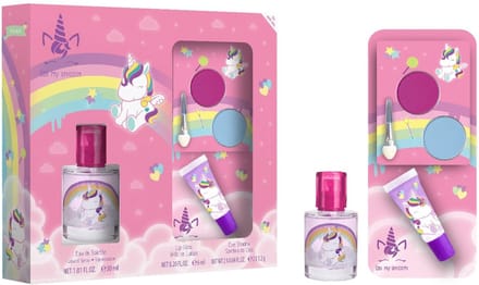 Eau my unicorn geschenkdoos met 30 ml eau de toilette, lipgloss en oogschaduwpalet