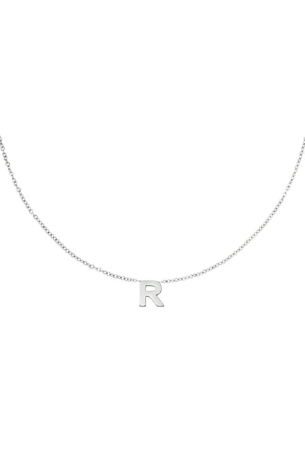 Edelstalen ketting initiaal R Zilver Stainless Steel