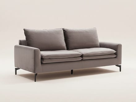 Vente-unique Driezitsbank in taupe fluweel ISENA