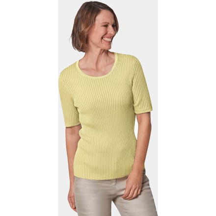 Onderhoudsarme pullover met hoogwaardige ribstructuur - geel - Gr. 21 van Goldner Fashion