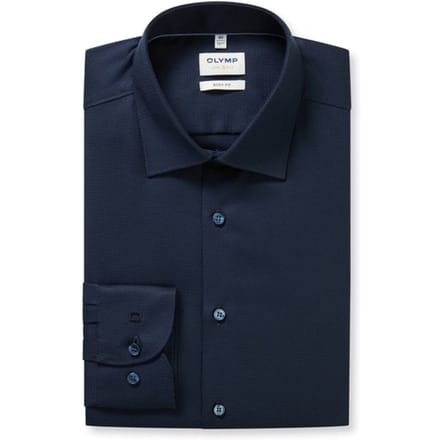 OLYMP Level 5 body fit overhemd - mouwlengte 7 - structuur - marine blauw