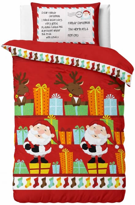 Kerst dekbedovertrek Santa's list 120x150 cm