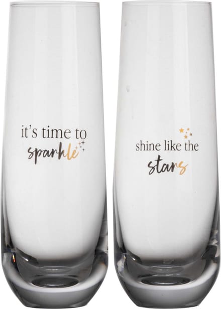 Gusta - Glazen met Tekst - 280ml - Kerst - ø6x16cm - set 2 stuks