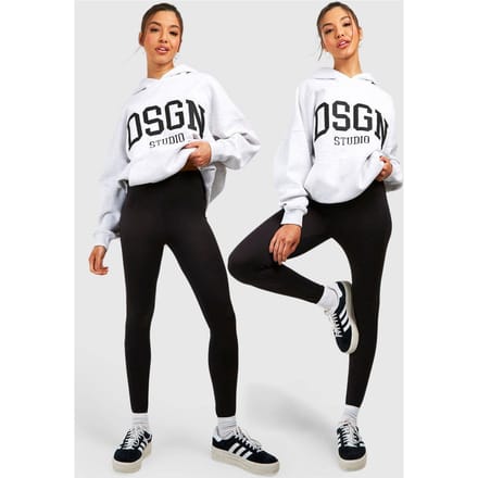boohoo Dames Basics 2-Pack Hooggetailleerde Core Jersey Leggings | Zwart | Maat: 34
