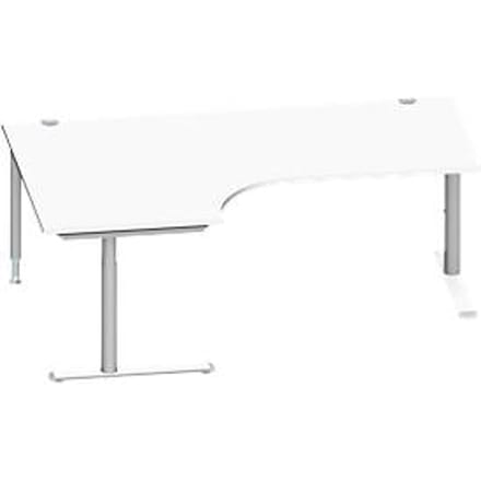Schäfer Shop Genius hoekbureau MODENA FLEX 90°, bevestiging links, C-voet ronde buis, B 2000 mm, wit/wit