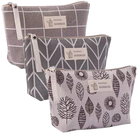 Dailygoods - 3 Stuks Canvas Make-uptas, Reis Toilettas en Opbergtas voor Dames