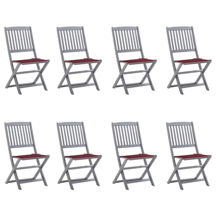 vidaXL - Inklapbare - stoelen - 8 - st - met - kussens - massief - acaciahout
