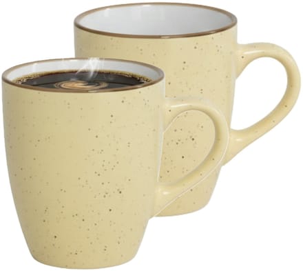 Gerimport Koffie / thee mok Sweets - 2x stuks - geel - 350 ml - keramiek