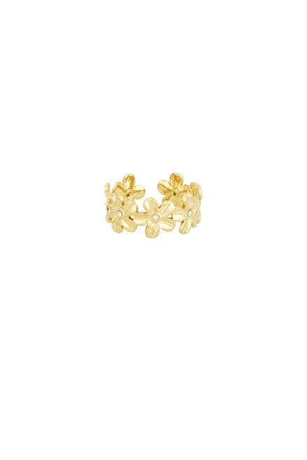 Bijoutheek Ring (Sieraad) Bloemetjes Steentje One Size Goud