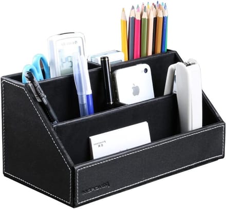 Multifunctionele Houten Bureau Organizer voor Documenten en Kantoorbenodigdheden (Zwart)
