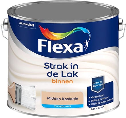 Flexa - Strak In De Lak Binnenlak Zijdeglans - Midden Kastanje - Mengverf - 2,5 L