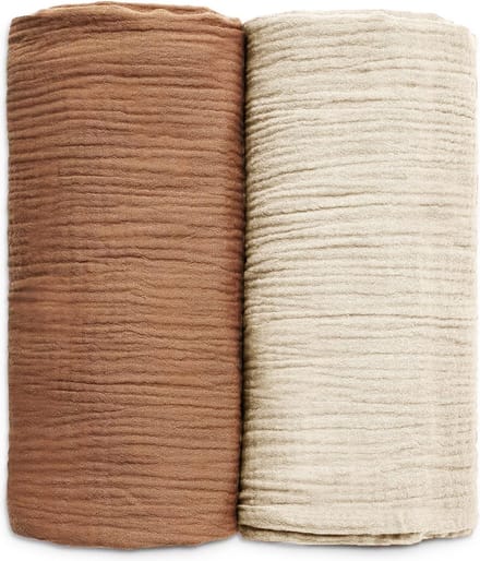 2-Pack - Hydrofiele doek XL - 100x90 cm - Inbakerdoek - Zand Bruin