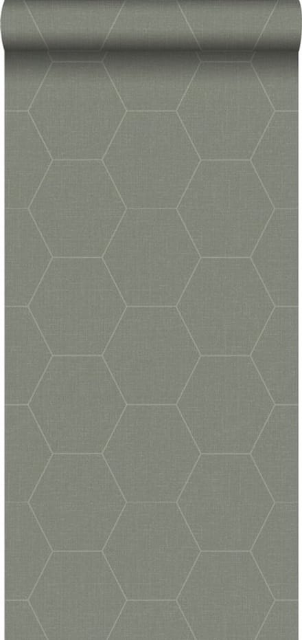 Walls4You behang hexagon groen grijs - 935345 - 0,53 x 10,05 m
