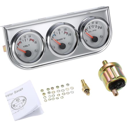 52MM oliedruk Fahrenheit watertemperatuurmeter voltmeter chroom 3 in 1 meterkit auto 2-T veelkleurig