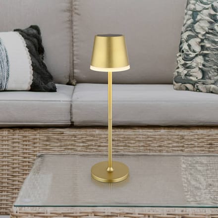 Globo LED lamp op zonne-energie, metaal, goudkleurig, hoogte 41 cm, IP44