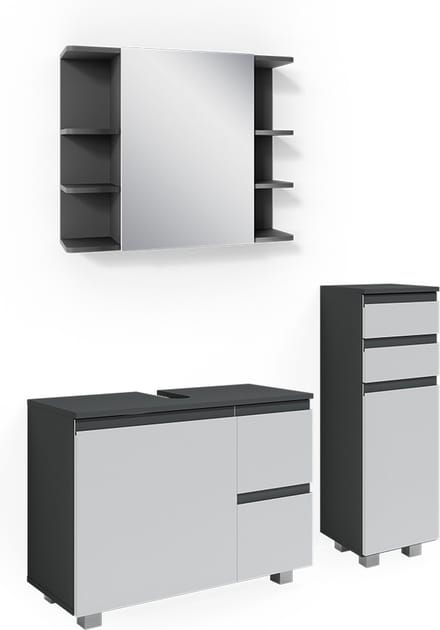 Vicco Badkamermeubel set J-Shape, Antraciet, 3-delig