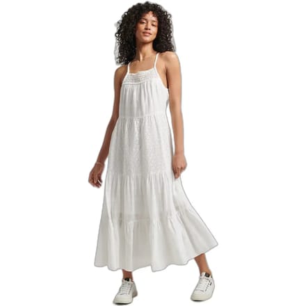 Superdry Vintage Lace Cami Maxi Jurk Wit M Vrouw