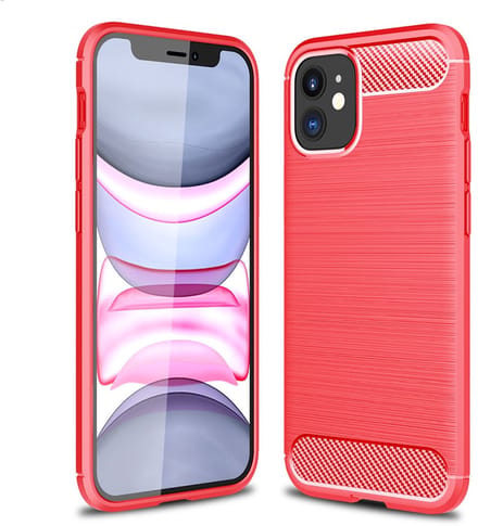Mobiq Carbon Look Hoesje geschikt voor iPhone 12 Mini - Flexibele TPU Case