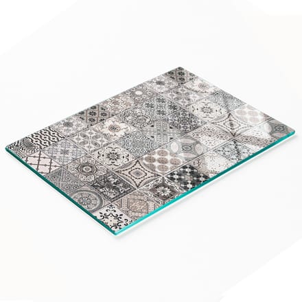 Decoratieve glazen snij- en serveerplank van keramische tegels, 80x52 cm