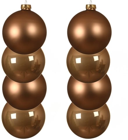 Decoris kerstballen - 8x st - toffee bruin - D10 cm - glas - kerstversiering