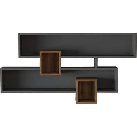 Asir - Wandplank - Okkernoot - Antraciet - 75 x 120 x 22 cm