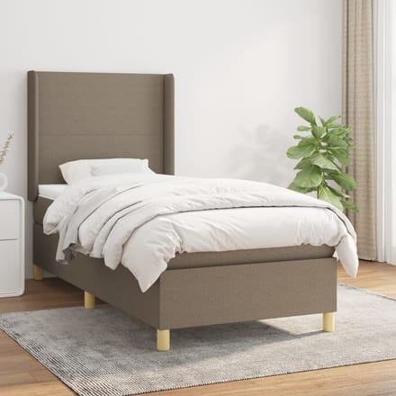 vidaXL - Boxspring - met - matras - stof - taupe - 100x200 - cm