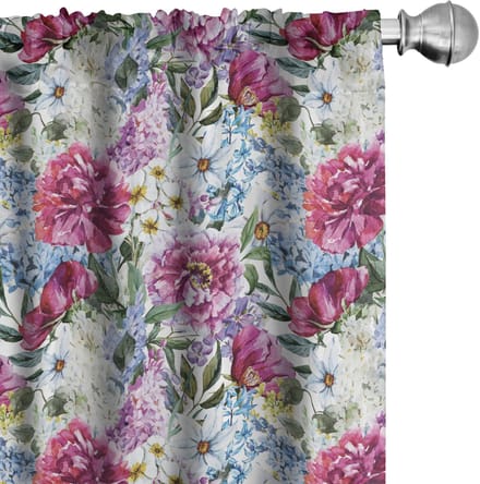 ABAKUHAUS Bloemen gordijnen – 2-delige set 75x175 – microvezel multicolor