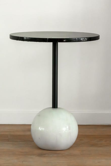 VLHOME marmer bijzettafel 40⌀ x 55H zwart - wit luxe modern stijl