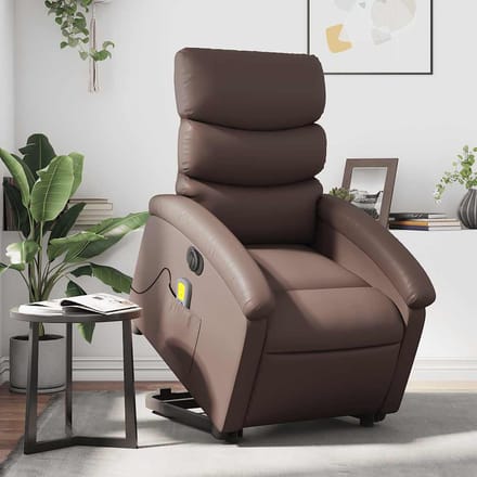 vidaXL - Sta-op-massagestoel - elektrisch - kunstleer - bruin