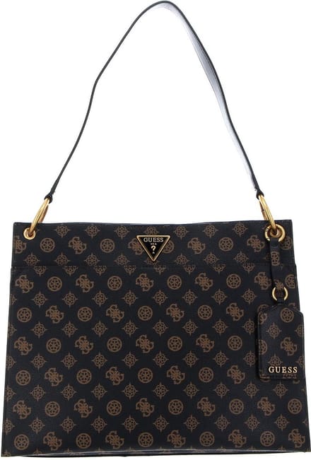 GUESS Schoudertas Basilea Tote Mocha Logo Donkerbruin