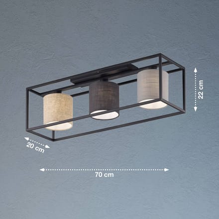 Fischer & Honsel Isko - Plafondlamp met 3 lampenkappen - 3x E14 (excl.) - Zwart Metaal