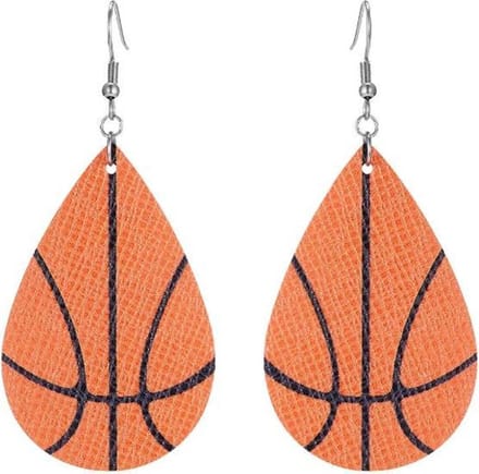 Fako Bijoux® - Oorbellen - Druppel - Kunstleer - Basketbal