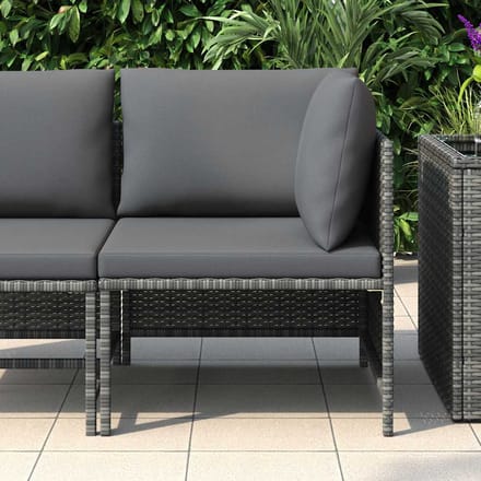 vidaXL - Hoekbank - sectioneel - met - kussens - poly - rattan - grijs