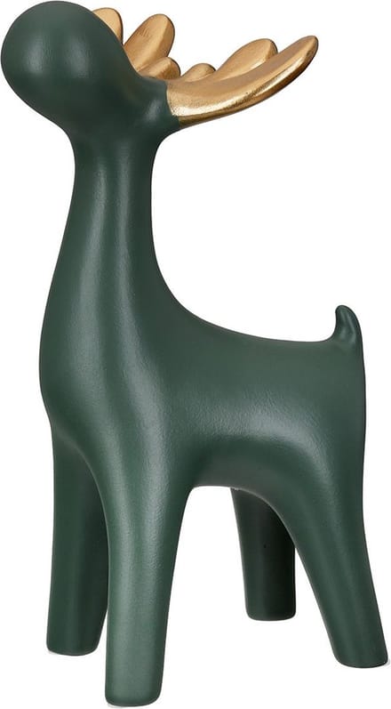Gilde Handwerk - Rendier - Eland - Keramiek - Groen/Goud - Arthur - 30cm hoog - Kerst