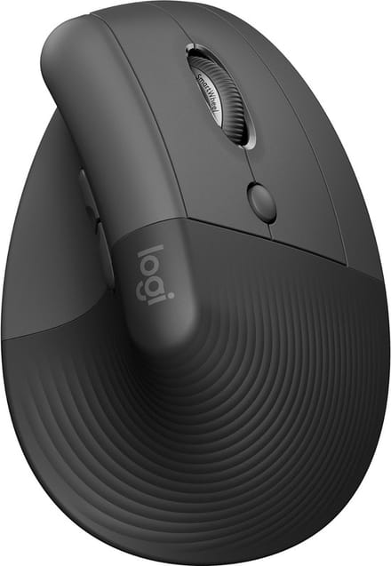 Logitech Lift Vertical Ergonomic Mouse Ergonomische muis Bluetooth, Radiografisch Optisch Graphite 6 Toetsen 4000 dpi Ergonomisch